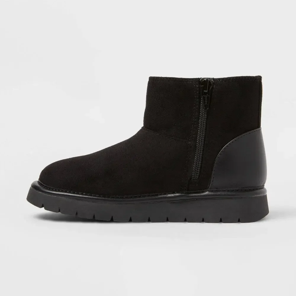 Cat & Jack Girls' Honor Faux Suede Boots Black Size 3 NWT